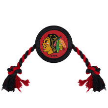 Pets First Rubber Dog Toy - Rebocador de corda resistente com NHL Chicago Blackhawks Puck. Jogue hquei com seu animal de estimao!