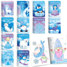 BenLouis 24 stk. Frosne mini maleb?ger B?rn Vinter Snefnug Fester Sm? aktivitetsb?ger Bulk til b?rn Vinterferie tema Goodie Bags Pakker Returgave