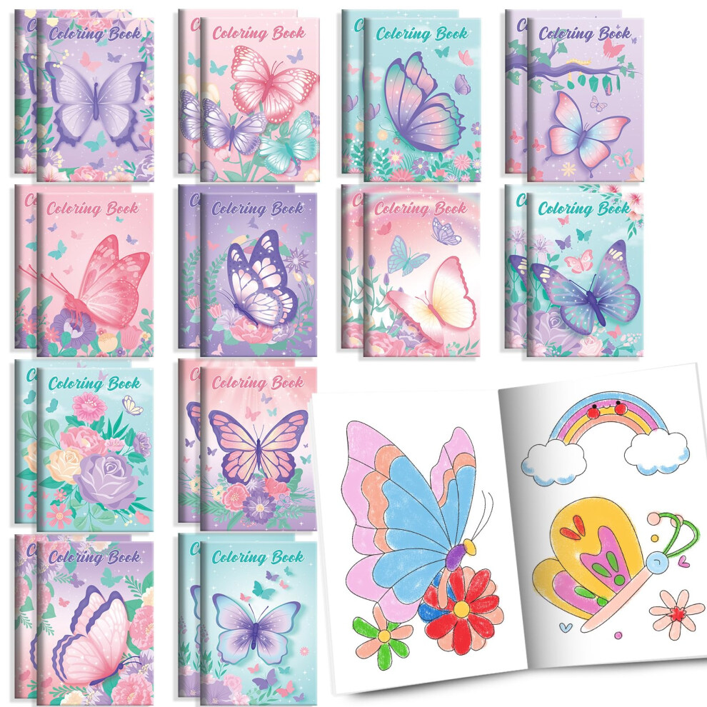 Benlouis 24 Pcs Papillon Mini Livre De Colorant Kids Beurfly Thme Baby Shower Fte Favorise Les Petits Livres D'activit En Vrac Pour Les Enfant-image