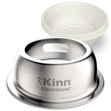 Kinn Kleanbowl Pet Bowl Stainless Steel Frame with Compostable Refills 32 oz (Pack of 1) - Spill-Proof Stable Disposable Dog Bowls for Easy Cleaning