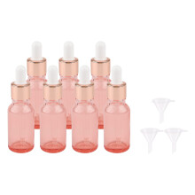 Kesell 7 Pack 20ml Roze Flesjes met Druppelaar, Lege Glazen Vials voor Essentiële Oliën