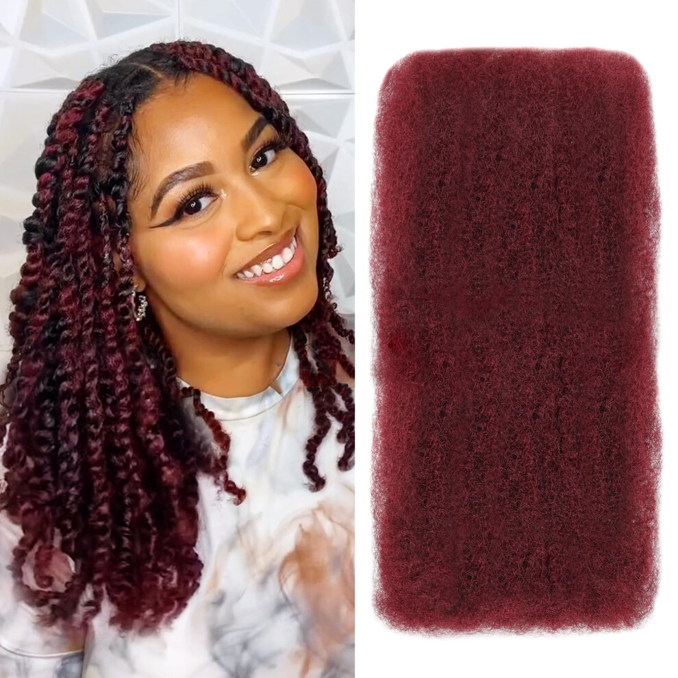 Bll Unisex Black Afro Kinkys Bulk Human Hair-100% Human Hair For Mini Twist Braiding Dreadlock Loc Extensions Afro Kinky Curly Hair Bulk Color (99J 18 Inch