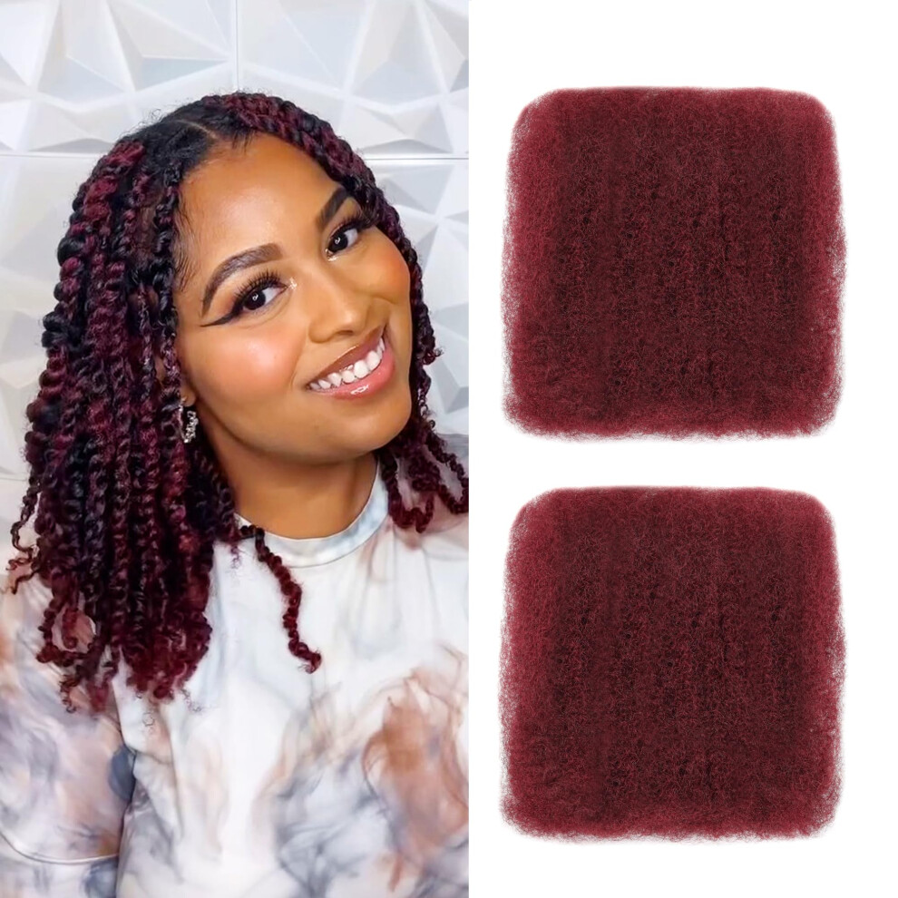 Bll Unisex Black Afro Kinkys Bulk Human Hair-100% Human Hair For Mini Twist Braiding Dreadlock Loc Extensions Afro Kinky Curly Hair Bulk Color (99J 12 Inch
