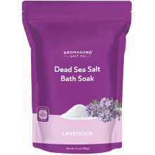 Sale del Mar Morto Aromasong per immergersi con olio essenziale di lavanda naturale - 14 once. Spa bagni sale fine grana 7 usi per confezione - per s