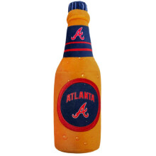 Pets First MLB Atlanta Braves Stadium Beer Bottle Plush Dog Toy-Cutest Plush Toy for DOGS & CATS with Inner SQUEAKER & Premium Embroidery of Base