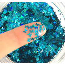 Butterfly Confetti Trpytiv laserov flitry pro kutily Nail Art Dekorace Party Dekorace - Holografick modr 4mm 10g