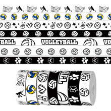 7 Rollen ? 3 Yards Sport-Volleyball-Band zum Basteln, Nhen, 3/8 Zoll, schwarz-weies Ripsband zum Verpacken von Geschenken, Go-Team-Blle, Bnder f