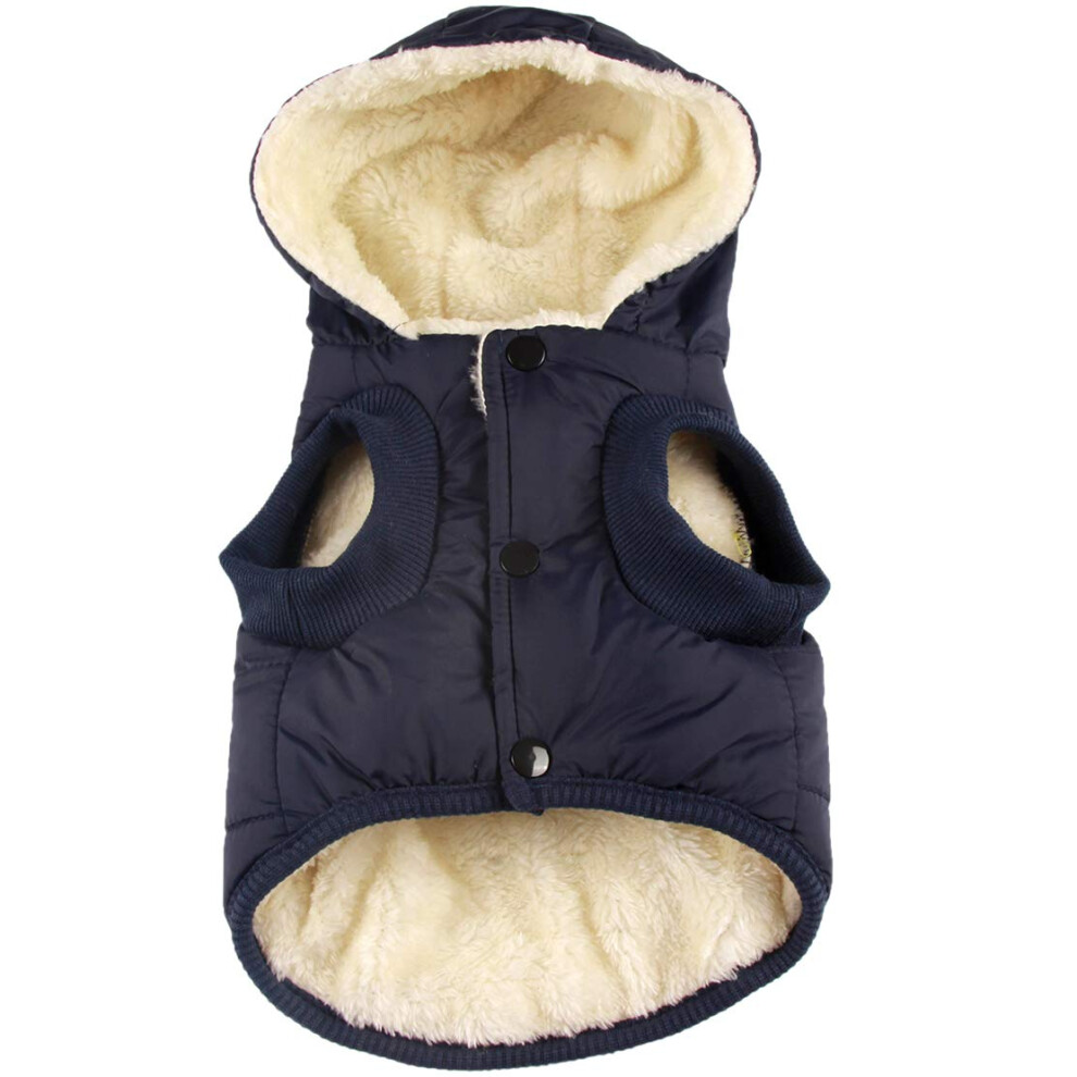 Vecomfy Blue Fleece Lining Extra Warm Dog Hoodie In Winter Small Dog Jacket Puppy Coats With Hooded S