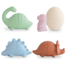 mushie Dino Bath Toys Play Set for Toddlers | 100% Food Grade Silicone | Mold Free Pack of 5