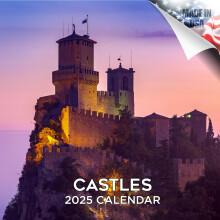 2024 2025 Castles Monthly Wall Calendar - Travel Calendar - 12 x 24 Open - Thick No-Bleed Paper - Giftable - Academic Teacher's Planner Calendar