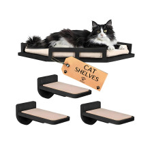 INICIO Cat Wall Shelves - Modern and Durable 3 Step Cat Furniture for Wall - Stylish Birch Floating Shelf for Cats up to 17lbs - Wooden Corner Shelves