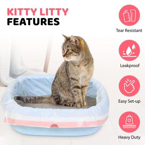 Kitty Litty Cat Litter Box Liners 30 Count Drawstring Kitten Waste Bag 2