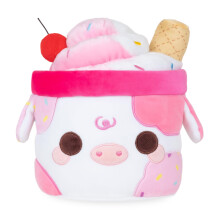 Cuddle Barn PlushGoals - Sprinkles Mooshake | Super Zachte Kawaii Roze en Rode Koe Dessert Drink Plush Toy, 11 inch