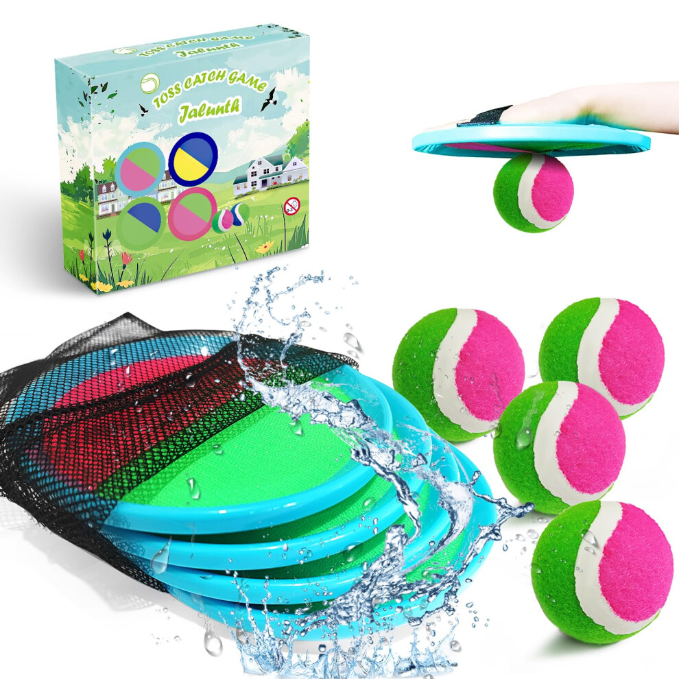 Jalunth Ball Catch Set Games Toss Paddle - Pool Beach Toys Back Yard Outdoor Games Backyard Throw Sticky Set Age 3 4 5 6 7 8 9 10 11 12 Years Old Boys