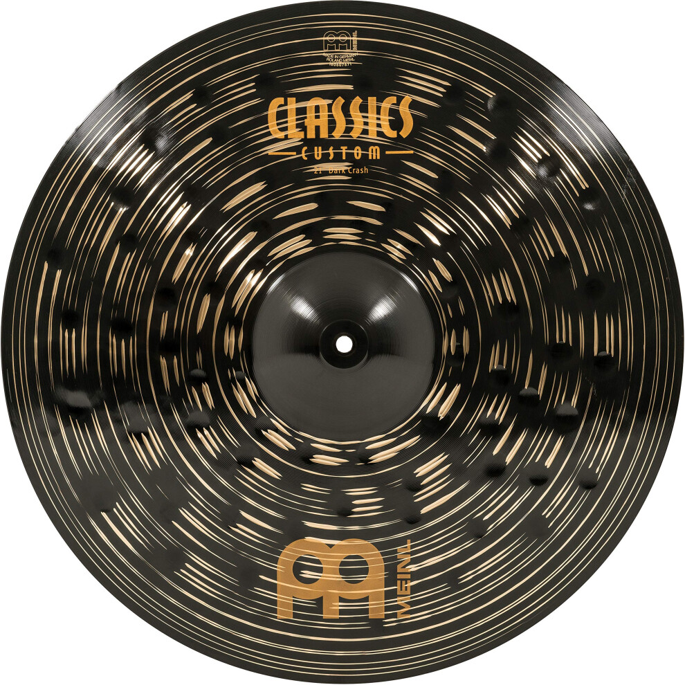 Meinl Cymbals Classics Custom Dark 21"""" Crash Cymbal for Drum Set - Made in Germany - B12 Bronze 2-Year Warranty (CC21DAC)