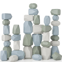 Comfy Cubs Stacking Rocks 36 Pieces 36 Months+ Educational Toddler Stacking Blocks Promotes Imagination Balance & Fine Motor Skills - Wooden Rocks