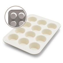 GreenLife Panela para muffin com 12 xcaras, cermica saudvel, antiaderente, bandeja para cupcake sem PFOA e PFAS, assadeira durvel, cozinha ve