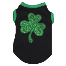 Petitebella Green Sequins Clover Puppy Dog Shirt (Black  Large)