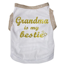 Petitebella Grandma is My Bestie Welpen-Hunde-Shirt (Wei/Gold, XL)