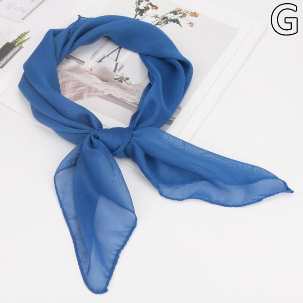 (navy blue) Summer Fashion Chiffon Solid Color Scarf Ladies Head Neck Square Scarf Shawls Female Hair Ties Bands Neckerchief Shawls