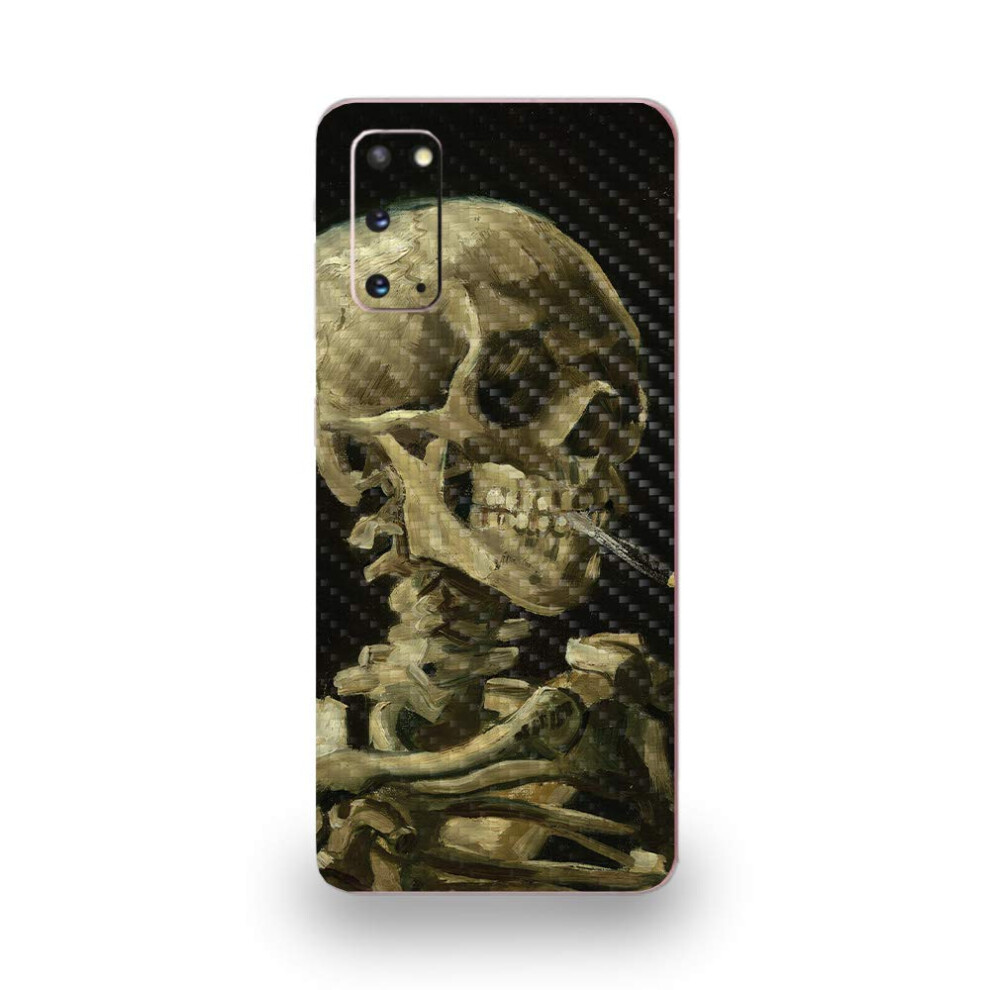 Mightyskins Carbon Fiber Skin For Samsung Galaxy S20 - Skull With Cigarette | Protective Durable Textured Carbon Fiber Finish | Easy To Apply | Made 680611303778