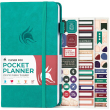 Clever Fox Taschenplaner, wchentlich  undatierter Monatszielplaner und Kalender, Miniplaner, perfekt fr die Handtasche, 9,4 x 17 cm (Trkis)