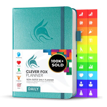 Clever Fox Tagesplaner  Undatiertes Planungsnotizbuch mit Stundenplan und To-Do-Liste  Persnlicher Tagesaufgaben- und Arbeitsplaner 6 Monate (Aqua