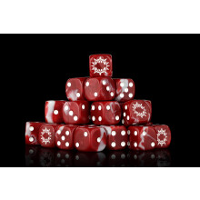 BARON OF DICE Carnage Resin Terninger (25-Pack) Wargaming-terninger til Sci-Fi Wargames 16 mm opbevaret i genanvendeligt metalblik (rund r?d)