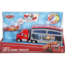 Mattel Disney and Pixar Cars Mack Toy Truck & Lightning McQueen Color-Change Car, Dip & Dunk Trailer with 2 Levels & 2 Water Tanks