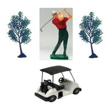 Golf Kit with Golfer Golf Cart and two Trees Caketopper A1 bakery supplies