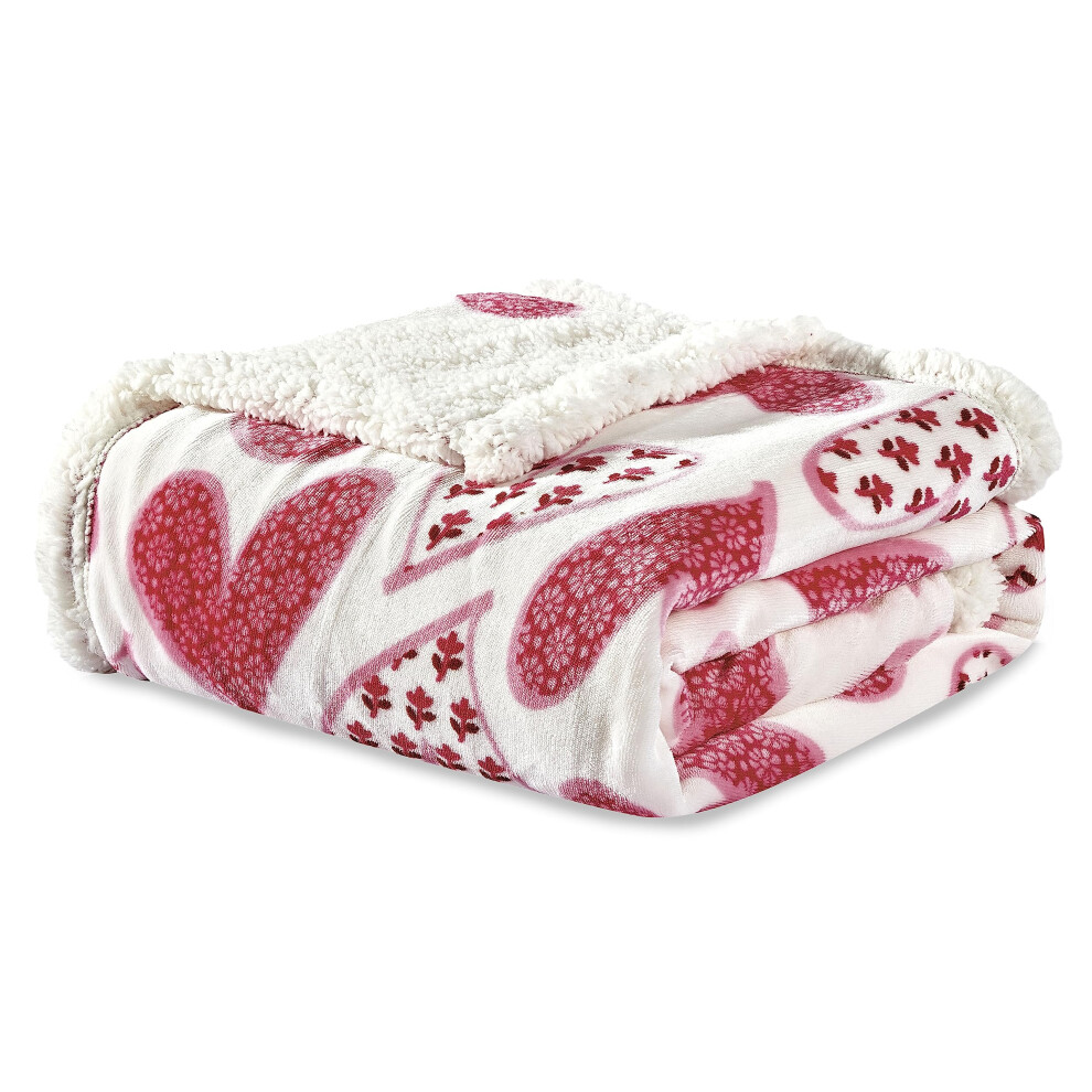 Elegant Comfort Luxury Valentines Day Sherpa Thrown Couverture Ultra-Soft Confortable Velvet Rose Hearts Fleece Throw - Micromink Sherpa Pour Sa-image