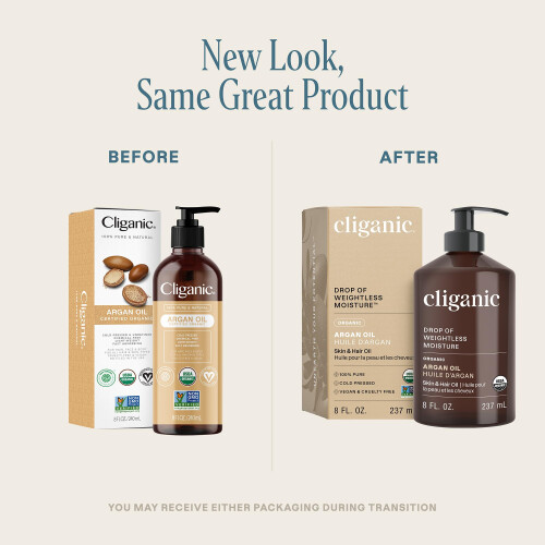 Cliganic Βιολογικό Έλαιο Αργκάν 8oz με Αντλία, 100% Καθαρό - για Μαλλιά, Πρόσωπο & Δέρμα 1