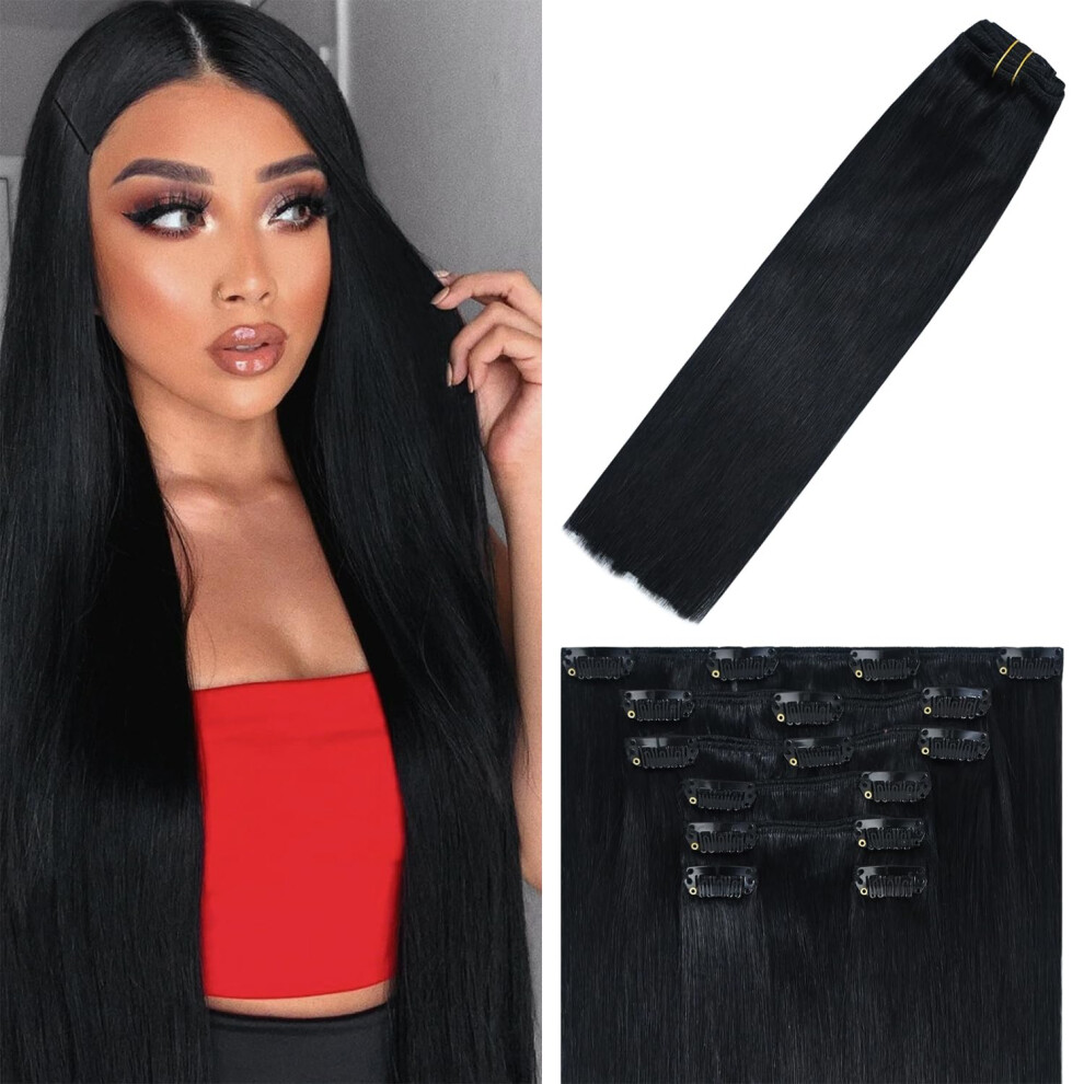 Windtouch Unisex Clip In Hair Extensions Human Hair Mixed Bleach Blonde 12Inch 75G Highlights For Blonde 7Pcs #18P613