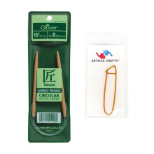 Clover Needlecraft Takumi Bamboo Circular Knitting Needles 16 inch Size 11/8mm 3016/16 11 with Stitch Holder