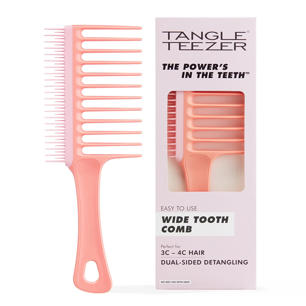 Tangle Teezer Wide Tooth Comb  Double Sided for Detangling and Less Breakage  for 3C to 4C Curly Hair Types  Peach