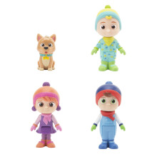 CoComelon Deluxe 4 figurpakke Vintertema - Familie og venner - Inkluderer JJ if?rt Winter Onesie YoYo Tomtom og Bingo Hunden - Leget?j til b?rn o