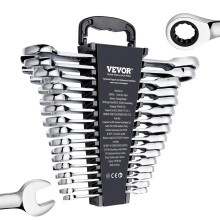 VEVOR Kombinationsnyckelsats, 16-delad med ratchet och förvaringsställ, Cr-V stål, metrisk 8 mm till 24 mm