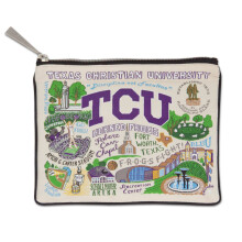 Catstudio Collegiate Zipper Pouch Texas Christian University Travel Toiletry Bag Ideal Gift for Alumni Makeup Bag Dog Treat Pouch or Travel Purse