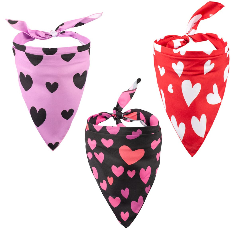 Native Pup Valentinstag-Hundehalstuch | 3Er-Pack | Rosa-Rotes Herz-Taschentuch (Valentinstags-Pack 1 Gro )-image