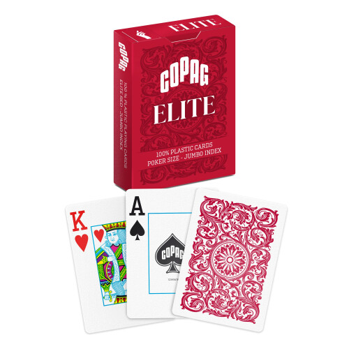 Copag Elite 100% Plastic Playing Cards  Poker Size Jumbo Index Single Deck (Red)