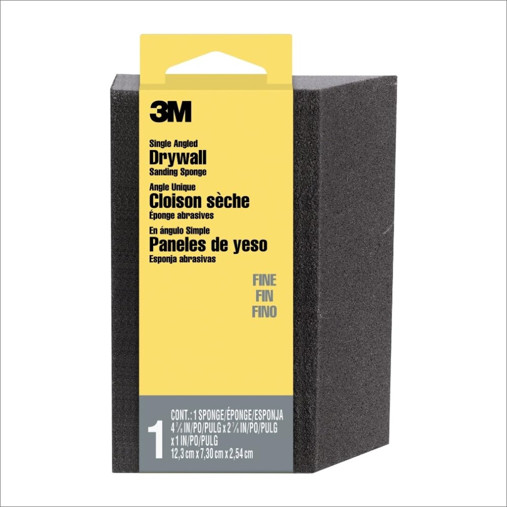 3M Angled Sanding Sponge Fine Grit Use Wet or Dry Great For All Purpose Sanding Washable & Reusable Use For Interior & Exterior Project Angled S
