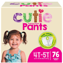 Cutie Girls 4T/5T Kiinnitettvt Pottaharjoitushousut Hypoallergenic Skin Smart 76 Count