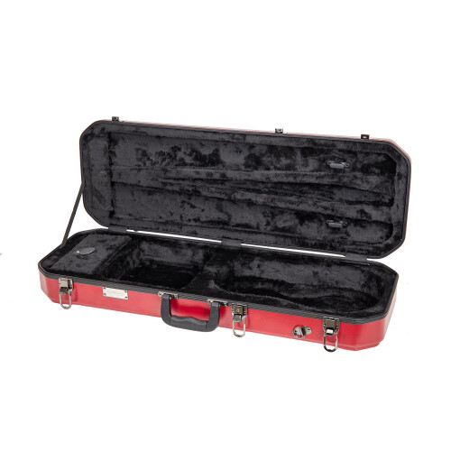Crossrock 4/4 size Violin Case | ABS Molded Hardshell with Interior Compartment  2 Bow Holders  Security Lock  and Detachable Straps-Red (CRA860V 2