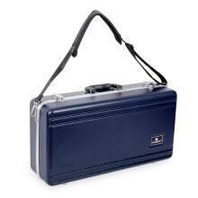 Crossrock ABS Trumpet Case for Bb Horn | Textured Blue Finish with Deep Blue Velvet Interior Security Lock Metal Feet & Detachable Strap