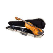 Case di violino a forma di carbonio Crossrock Poly per 4/4 a grandezza naturale | Matte Champagne Finita Hygrometro Occoperta di conservazione dell'a