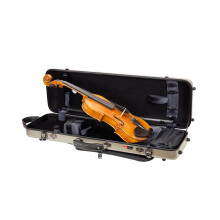 Crossrock Poly Carbon Oblong Violin Case per 4/4 a grandezza naturale | Matte Champagne Finish Hygrometer Music Cash Accessory Storage - Shell Hard l