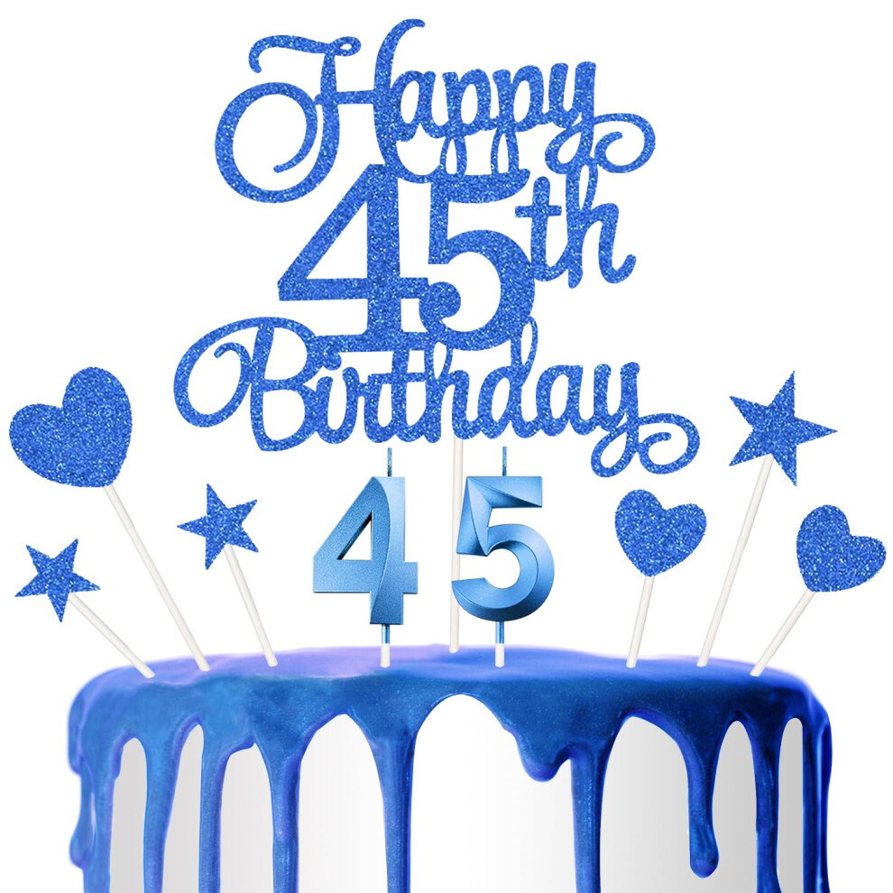 45Th Birthday Cake Decoration 45E Num Ro Candle Joyeux Anniversaire Cake Decoration Carte Anniversaire Anni Re D Cort-image