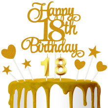18th Birthday Cake Decoration  18th Birthday Candle Golden Number Candle Happy Cake Toppers Anniversary Party Celebration Dessert Decoration