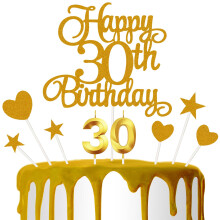 30 ?rs f?dselsdag kage dekoration 30 ?rs f?dselsdag stearinlys gyldne tal stearinlys Happy Cake Toppers Jubil?umsfest fest Dessert dekoration