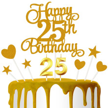 25th Birthday Cake Decoration 25th Birthday Candle Golden Number Candle Happy Cake Toppers Anniversary Party Celebration Dessert Decoration